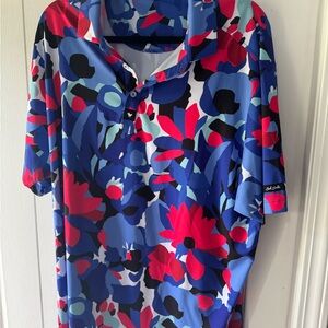 Bad birdie multi color floral polo